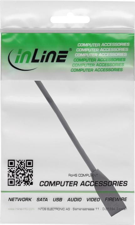 Produktbild InLine RJ45 Schnittstellenschutz Cat.6A S/FTP, RJ45 St./Bu., schwarz, 0,2m (S/FTP, CAT6a, 0.20 m)