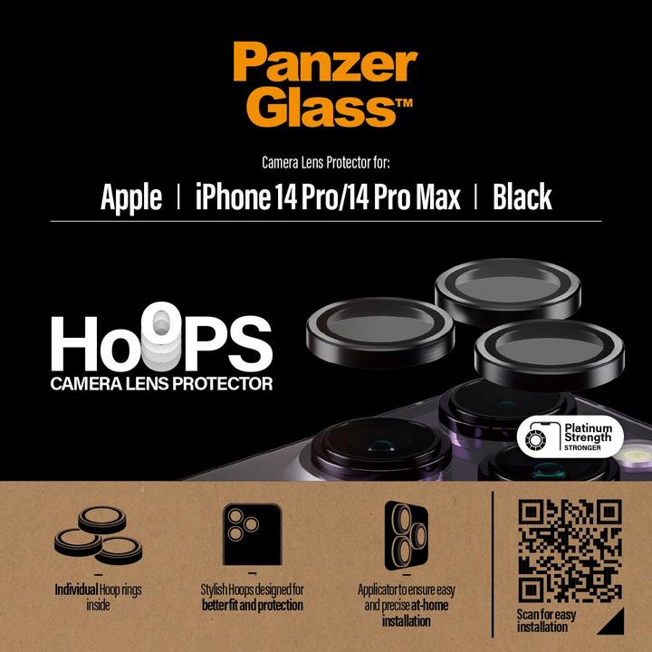 Produktbild PanzerGlass CP PP Rings for iPhone 14 Pro/14 Pro Max black (1 Stück, Apple iPhone 14 Pro, Apple iPhone 14 Pro Max)