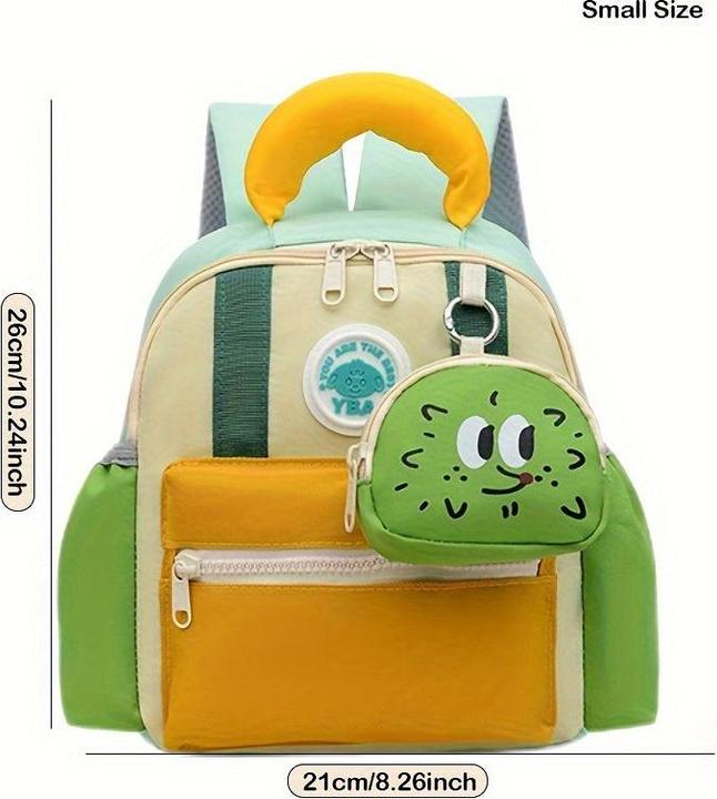 Only-Bags.Store Niedliche Mode Farbe Clashing Knapsack mit Reissverschluss und verstellbaren Riemen, Anhänger Dekor