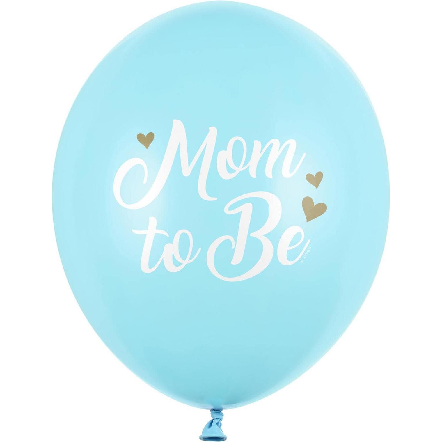 Partydeco Luftballon Mom to be Blau Ø 30 cm, 6 Stück
