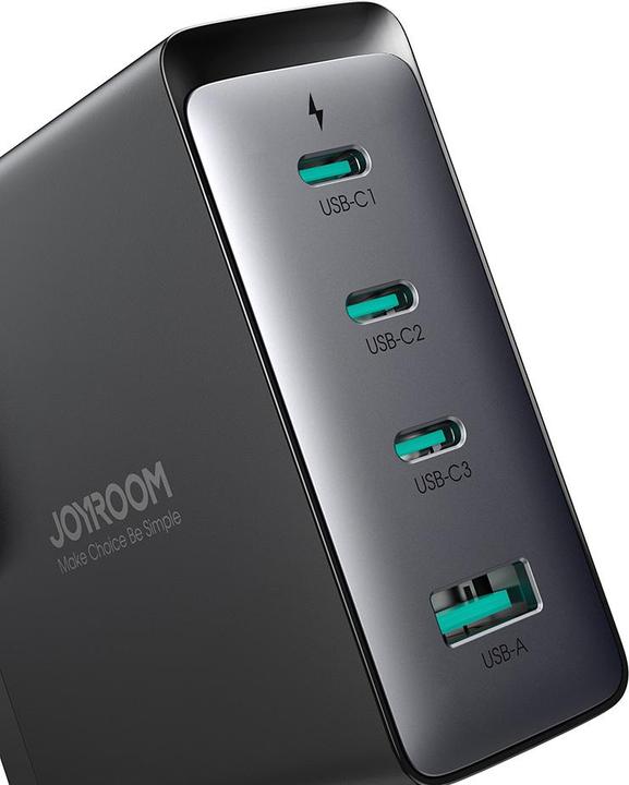 Actual product image Joyroom GaN charger UK JR-TCG05UK 140W 3x USB-C USB-A + USB-C / USB-C cable 240W 1.2m (140 W)