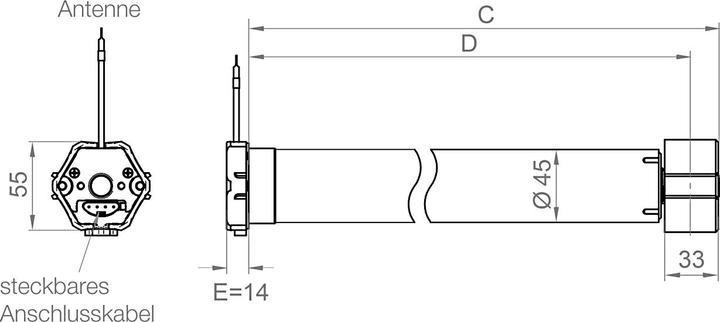 Produktbild Elero Funkmotor RolTop M10-868 BIDI 10Nm inkl. Adapter und Mitnehmer SW 60 inkl.