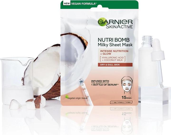 Produktbild Garnier Skin Naturals Milky Tissue Mask - Textile Face Mask With Coconut Milk For Dry Skin (28 g)
