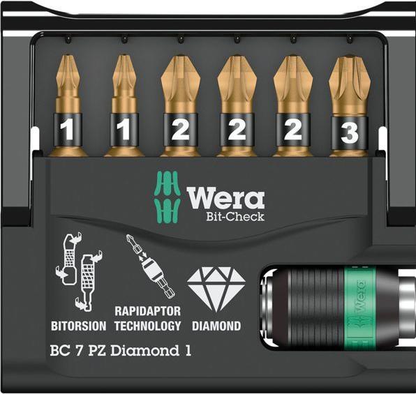 Image du produit Wera Bit-Check 7 PZ Diamond 1 (Cruciforme Pozidriv PZ)