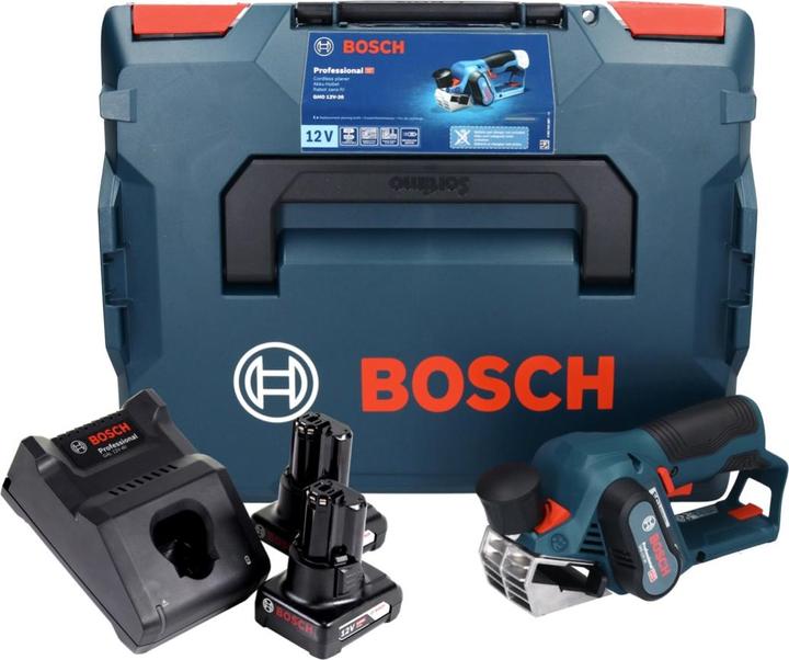 Image du produit Bosch Professional GHO 12V-20 Rabots sans fil Professional + Coffret L-Boxx + 2x Batteries GBA 12 V 6,0 Ah + Char