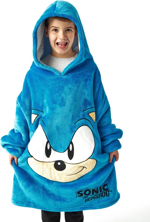 Actual product image Sonic The Hedgehog Boys Fleece Hooded Hoodie Blanket (One size)