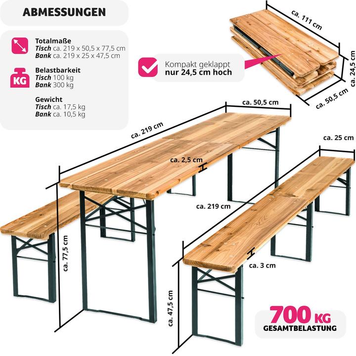 Produktbild tectake Bierzeltgarnitur (219 cm)