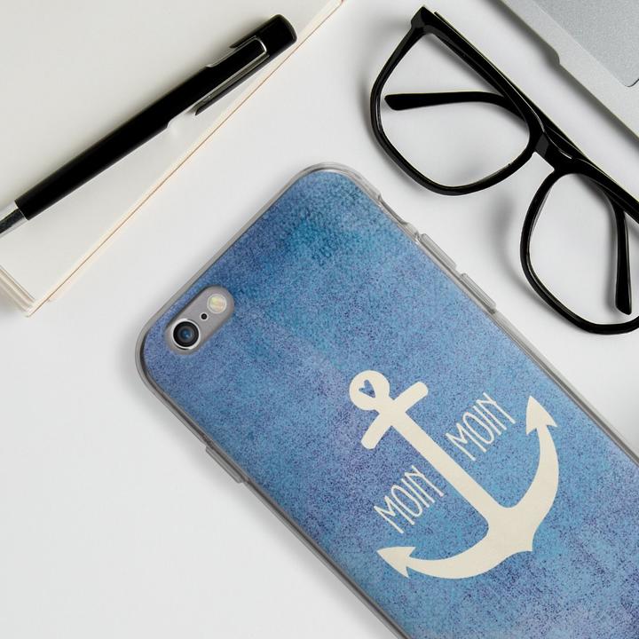 Produktbild DeinDesign Silikon Hülle für Apple iPhone 6s Handyhülle Case Smartphone Schutzhülle Anker Blau maritim (Apple iPhone 6s)