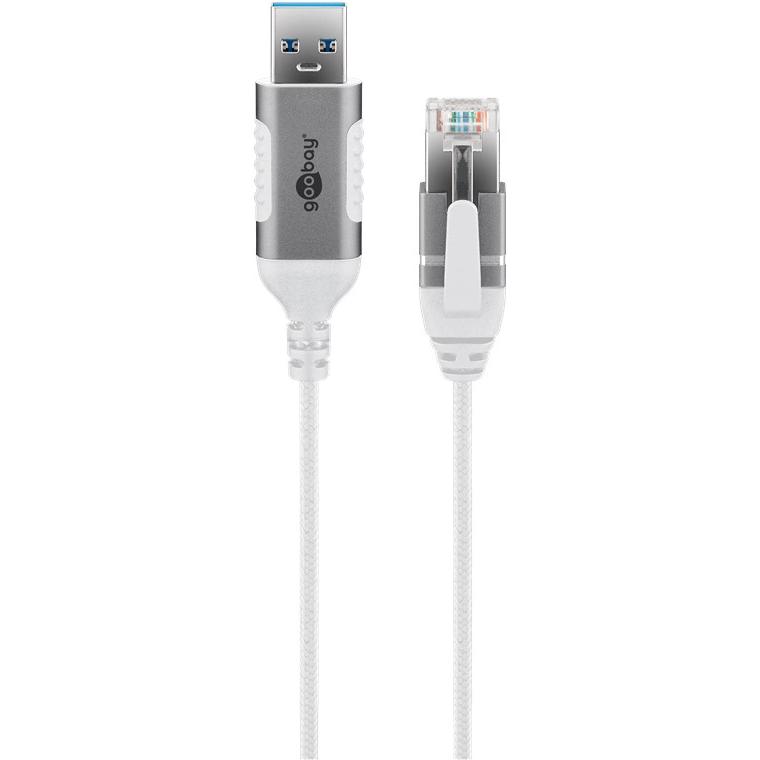 Thumbnail - Goobay Ethernet-Kabel USB-A 3.0 auf RJ45, Slim, 7,5 m (USB 3.0 Standard-A Stecker, RJ45 (1x)), Netzwerkadapter, Weiss
