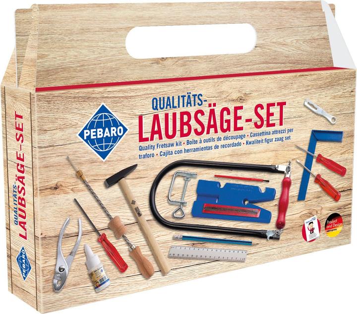 Pebaro 925P Laubsäge-Set im Tragegriff-Karton, 21 Teile, praktische Kofferverpackung, komplettes Set
