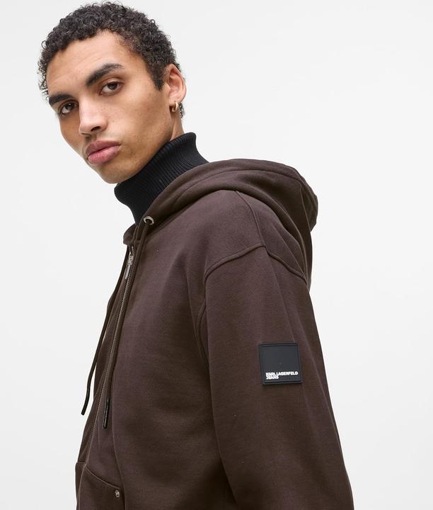 Image du produit Karl Lagerfeld Pull à capuche zippé avec patch siliconé, coupe régulière (M)