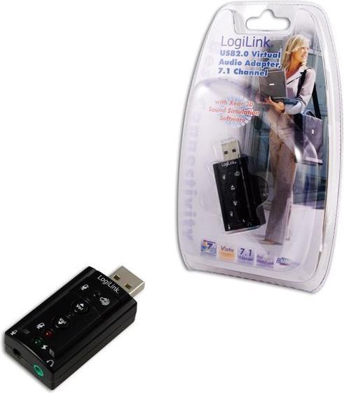 Produktbild LogiLink USB 2.0 Soundkarte mit Virtual 7.1 Soundeffekt bietet die Möglichkeit Lautsprecher, Mikrofon, Head-S (USB)