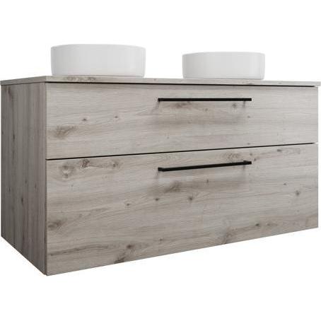 burgbad, Badmöbelset, Eqio Keramik-Aufsatzwaschtische links und rechts, rund, inklusive Waschtischunterschrank, Br