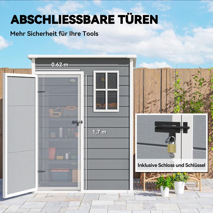 Actual product image Outsunny Gerätehaus Kunststoff, Aluminiumlegierung Grau