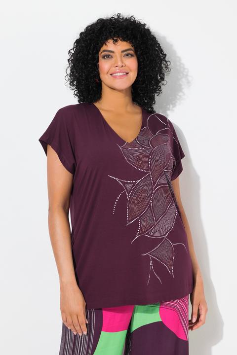 Produktbild Ulla Popken T-Shirt, Glitzerdruck, Oversized, V-Ausschnitt, Halbarm (46, 48)