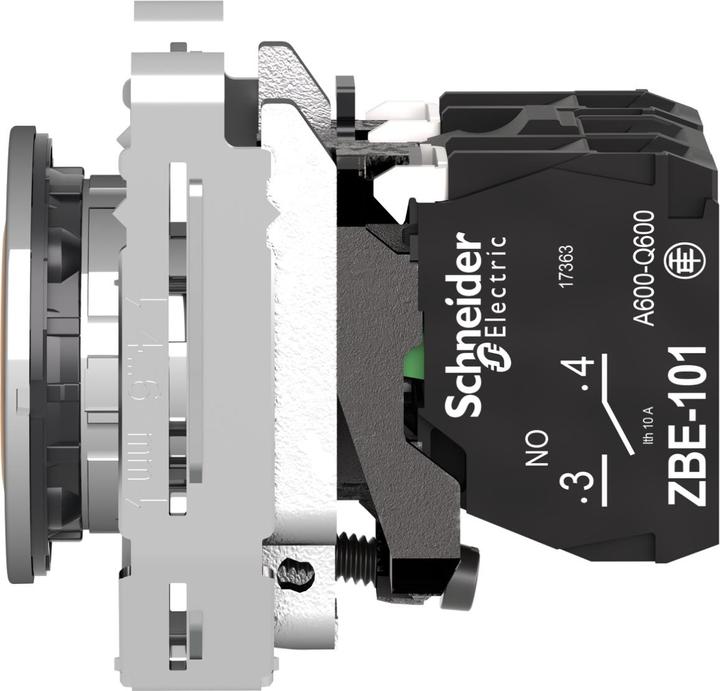 Actual product image Schneider Electric XB4FW35G5 Harmony XB4F 30mm,1NC+1NO orange 120V illuminated pushbutton
