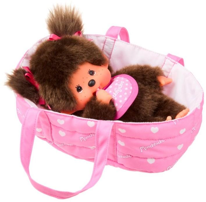 Image du produit Magni Monchhichi Plüschfigur Girl mit Cot 20cm (20 cm)