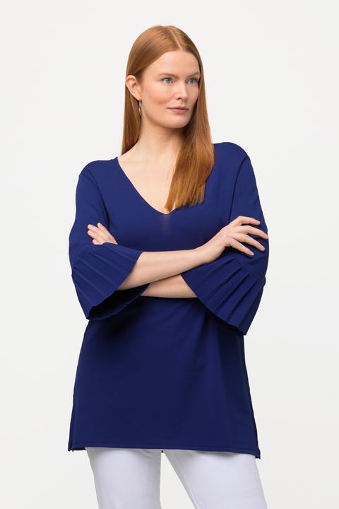 Produktbild Ulla Popken Pullover, V-Ausschnitt, 3/4-Plissee-Ärmel (46, 48)