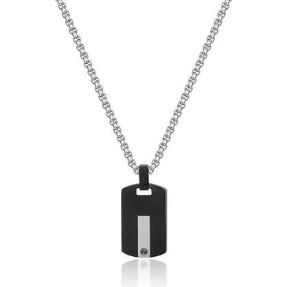 Sagapo S'Agapo Men's Long Steel Necklace Tag Me Too Stg02, Handykette
