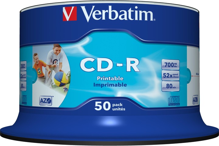 Image du produit Verbatim CD-R, 52x, 700MB, 50 broches, imprimable (50 x)