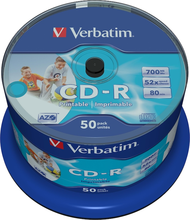 Image du produit Verbatim CD-R, 52x, 700MB, 50 broches, imprimable (50 x)