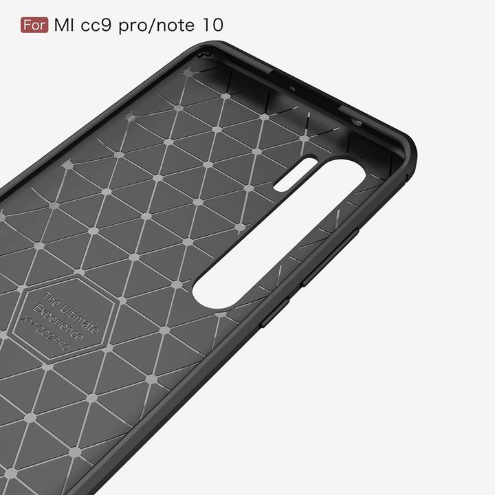 Produktbild König Design Hülle Handy Schutz für Xiaomi Mi Note 10 Case Cover Bumper Carbon Optik Grau (Xiaomi Mi Note 10)