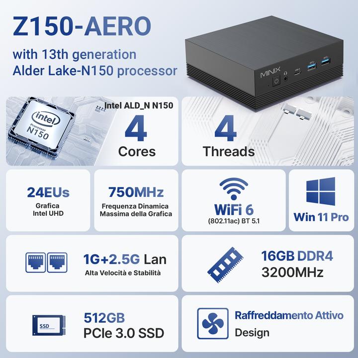Produktbild Minix NEO Z150-Aero (Intel N150, 16 GB, 512 GB)