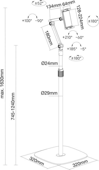 Produktbild InLine Tablet Halterung mit Bodenplatte aus Metall