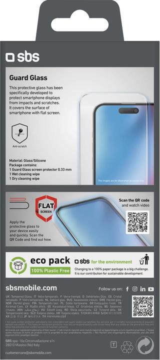 Productafbeelding SBS Glazen schermbeschermer voor iPhone 16/15 (1 Stuk, Apple iPhone 16)