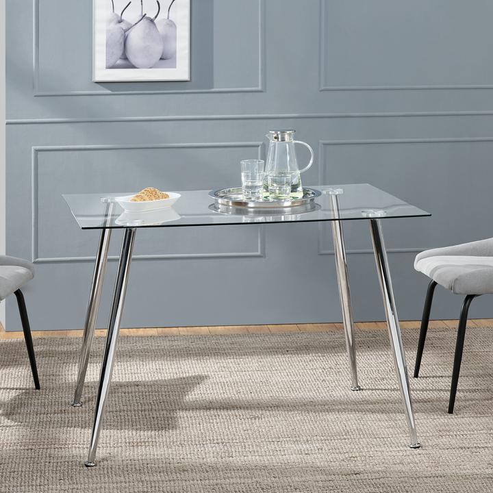 Actual product image En.Casa Hyrynsalmi chrome glass table