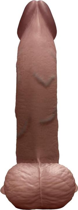 Actual product image Earthly Body Slipskin Realistic Silicone Dildo 8 Inch Curved Brown