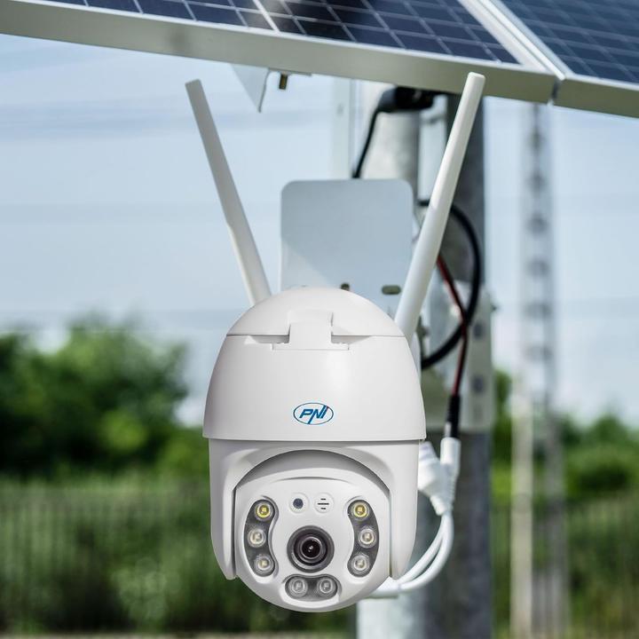 Actual product image PNI 4G+ PTZ Dome Camera with Solar Panel, Motion Detection, Night Vision, Weatherproof