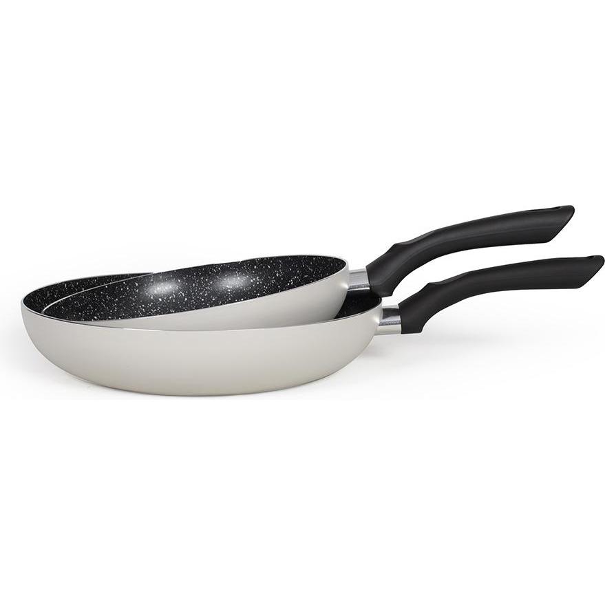 Livoo Set aus 2 Pfannen in Steinoptik, Pfanne + Kochtopf, Grau