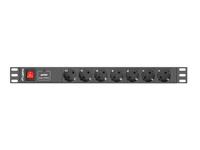Actual product image Lanberg PDU-07F-0200-IEC-BK Power Distribution Unit (PDU) 7 AC outlets 1U