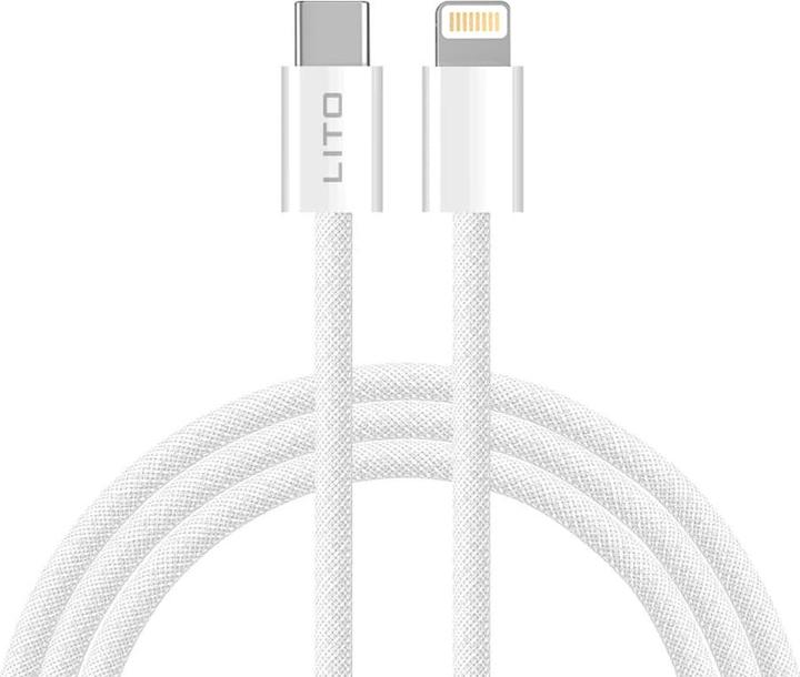 Actual product image Lito - Data Cable (LD04) - Type-C to Lightning Fast Charging PD60W, 2m - White (2 m, 60 W)