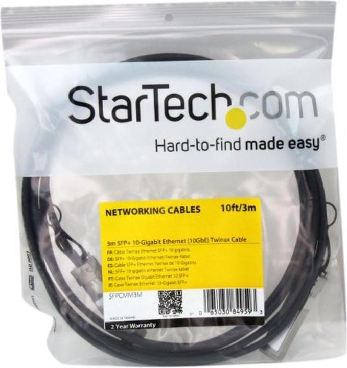 Actual product image StarTech Cisco Compatible SFP+ Twinax Cable 3m - 10GBASE-CU SFP+ Direct Attach Cable - passive - 10Gigabit...