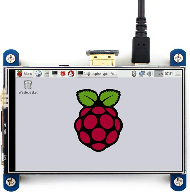 Image du produit WaveShare 4" HDMI IPS LCD pour Raspberry Pi, 800 x 480 HighRes avec écran tactile (Écran)
