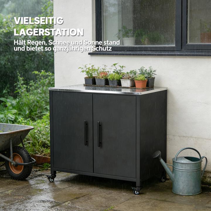 Produktbild Outsunny Gartenschrank Metall, Edelstahl Schwarz
