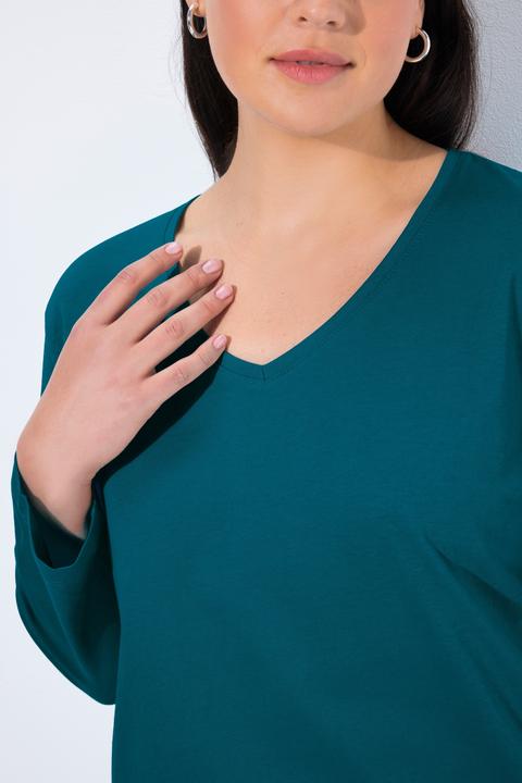 Produktbild Ulla Popken Shirt, V-Ausschnitt, Relaxed, Langarm (68)