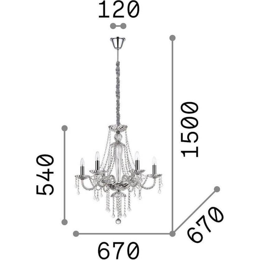 Thumbnail - Ideal lux, Pendelleuchte, AMADEUS Pendelleuchte E14 6-fach ⌀670mm dimmbar Klar 168753 (E14)