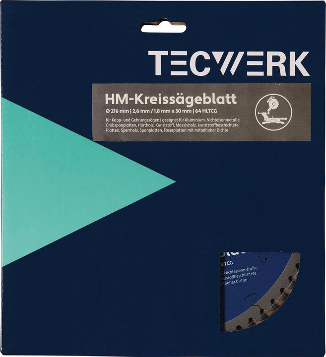 Immagine prodotto Tecwerk Kappkreissägeblatt Aussen-Ø 254 mm Zähnezahl 80 HLTCG Bohrung 30 mm Schnittbreite 2,8 mm