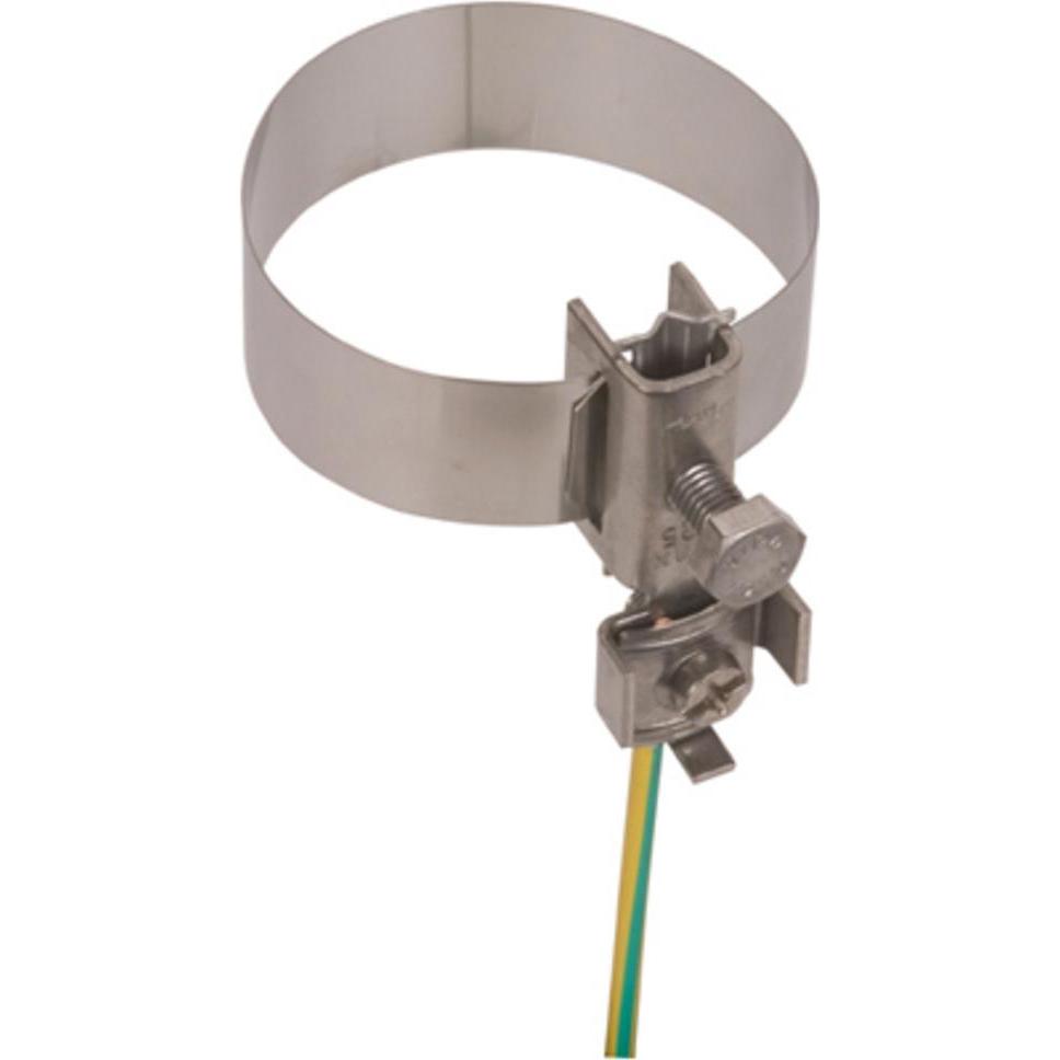 Dehn, Präsentationstafel, Erdungsbandrohrschelle, für Rohr-Ø 27-114 mm