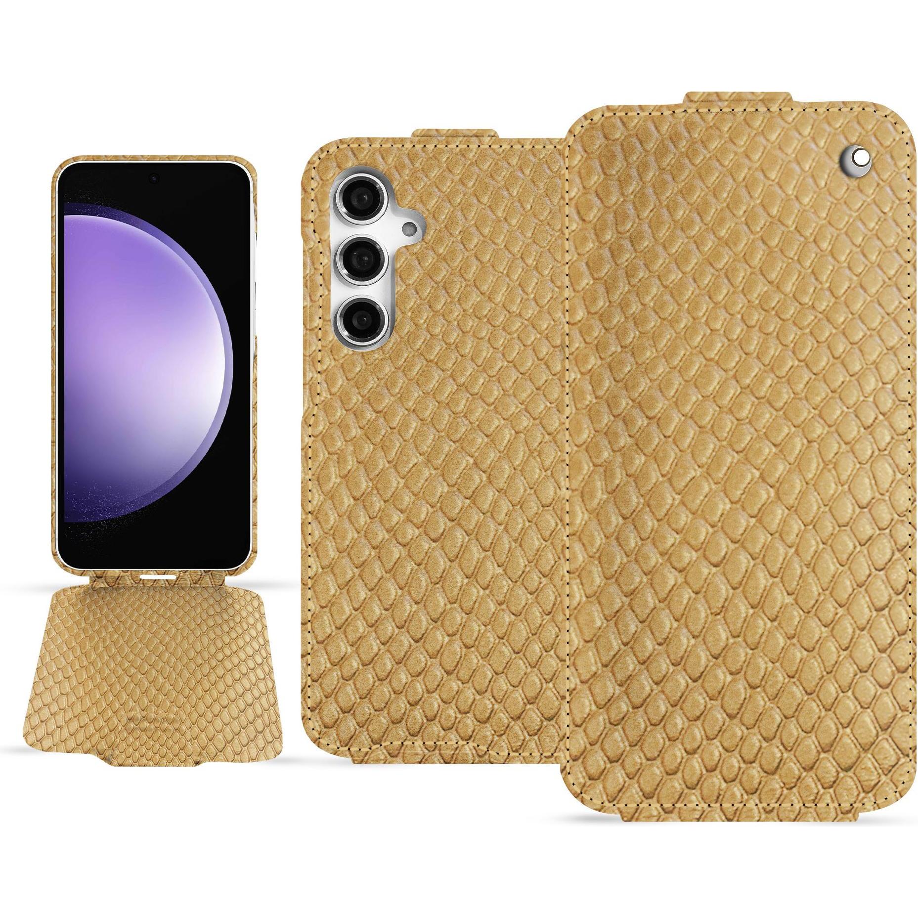 Noreve Lederschutzhülle vertikal (Samsung Galaxy S23 FE), Smartphone Hülle, Beige