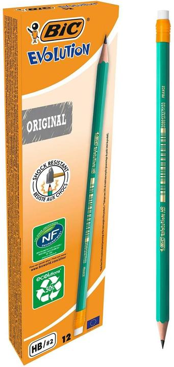 Bic Crayon Ecolutions 650/655 avec gomme (2 mm, HB, 12x)