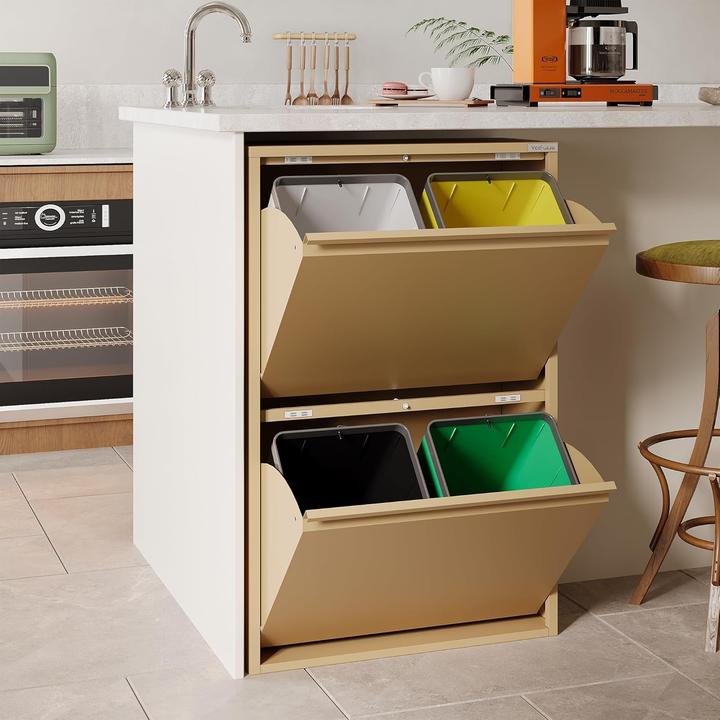 Produktbild Veehaus Küchen Mülltrennsystem mit Klappdeckel, 4x15L (60 l)