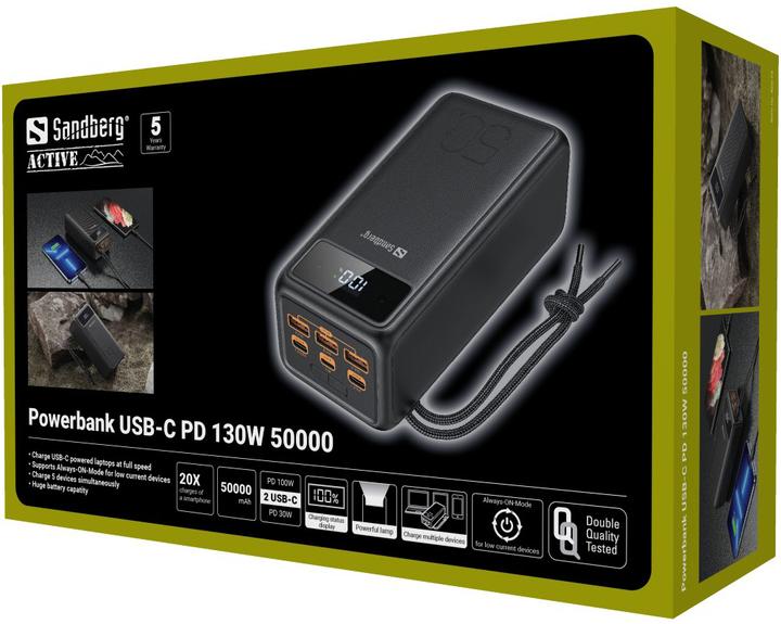 Produktbild Sandberg Powerbank USB-C PD 130W 50000 (50000 mAh, 100 W, 185 Wh)