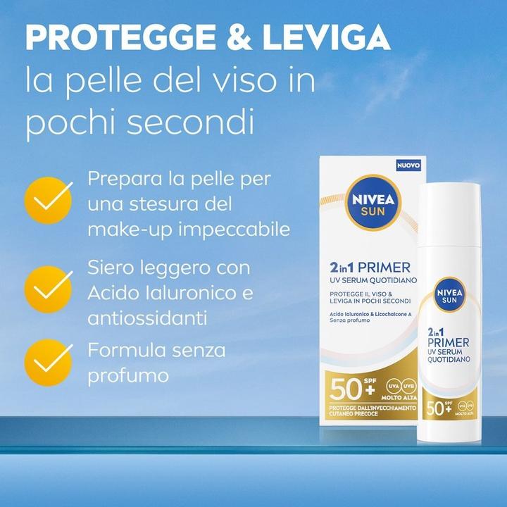 Immagine prodotto NIVEA Sun 2in1 Primer Siero Quotidiano Viso Spf50 30ml (Crema solare, SPF 50, 30 ml)