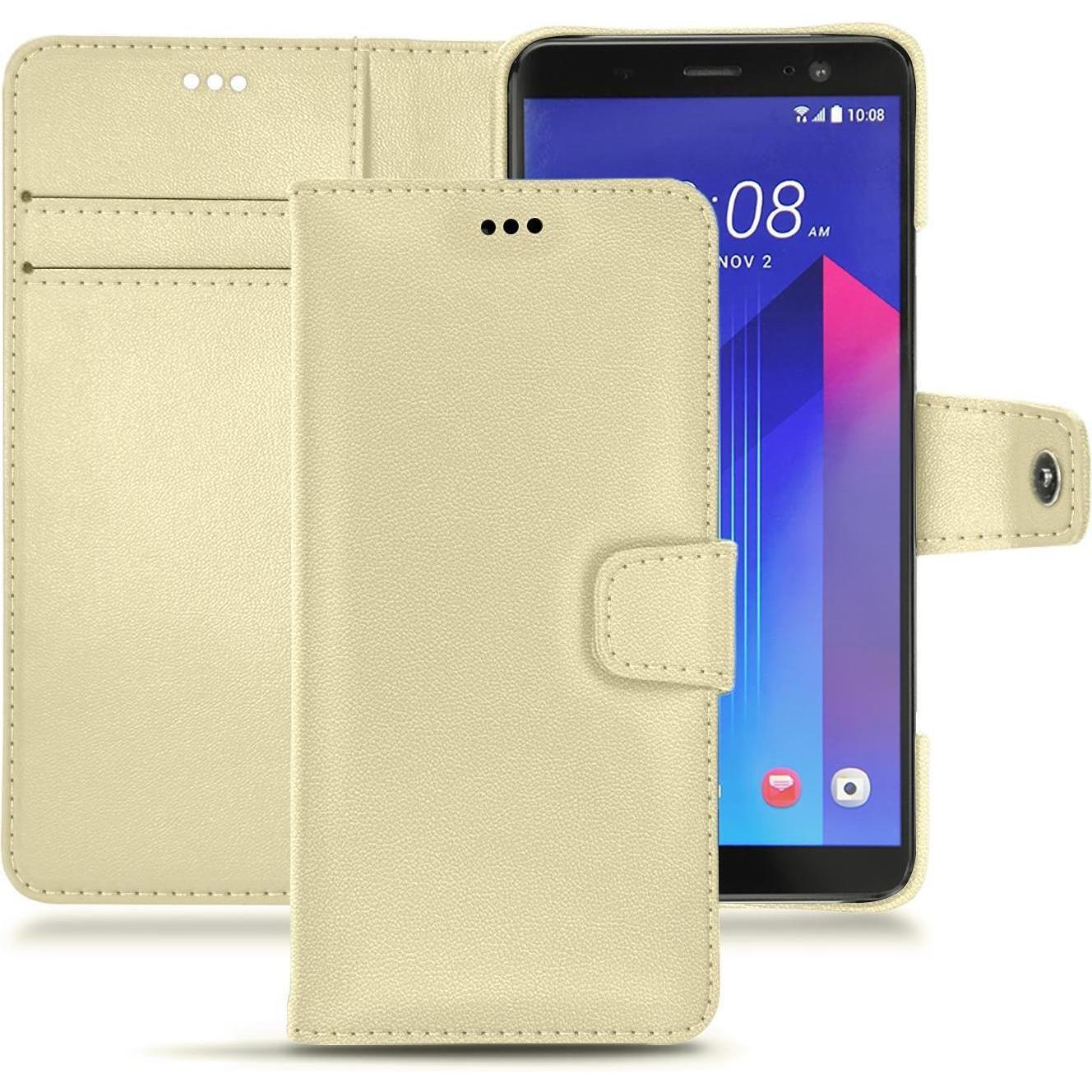 Noreve Lederschutzhülle Wallet (HTC U11+), Smartphone Hülle, Beige