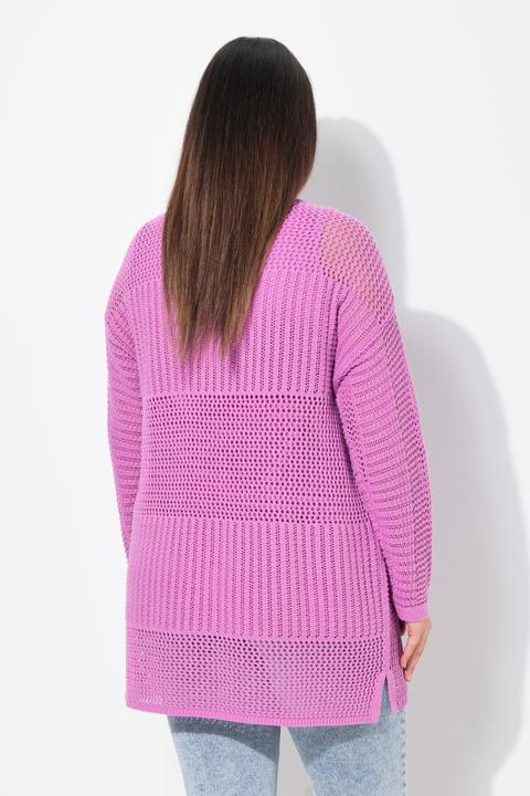 Produktbild Ulla Popken Strickjacke, Lochstrick, Oversized, V-Ausschnitt (50, 52)