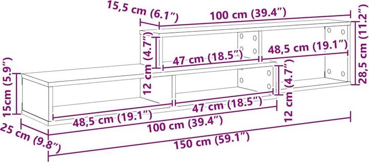 Produktbild vidaXL WandTVStand (25 x 25 x 28.50 cm)
